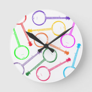 Regenbogenbanjo Runde Wanduhr