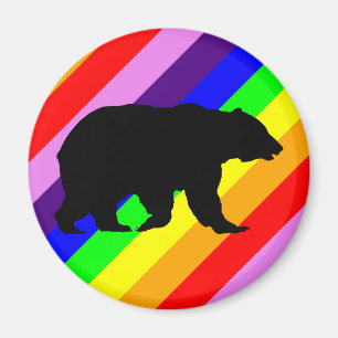 Regenbogenbär Grizzlly Silhouette farbenfroher Sto Magnet