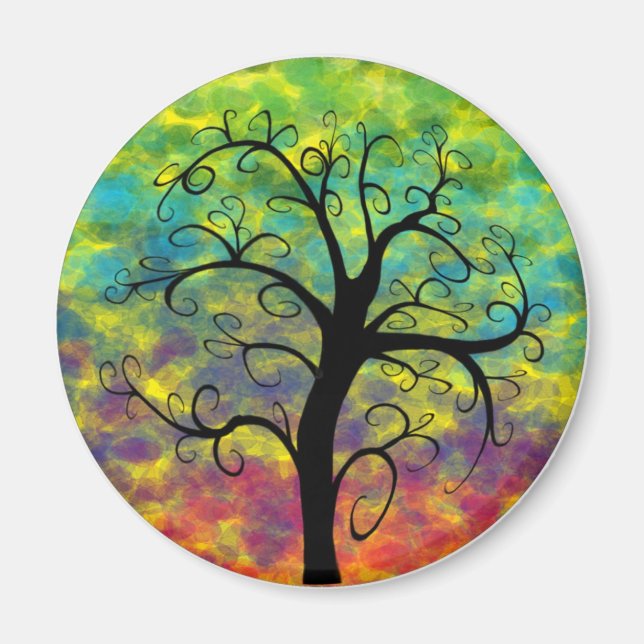 Regenbogenbaum des Lebens Mondmagnet Magnet (Vorne)