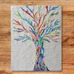 Regenbogenbaum des Lebens Mosaik Puzzle<br><div class="desc">Dieses dekorative Puzzle mit Puzzle aus Puzzle und Regenbogen-Mosaikbaum. Das originelle Design wurde aus Mosaik gefertigt,  wobei winzige Fragmente aus Set in leuchtenden Farben in einem hellgrauen Gipshintergrund verwendet wurden. Original Mosaic Design © Michele Davies</div>