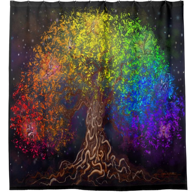 Regenbogenbaum Duschvorhang (Vorderseite)