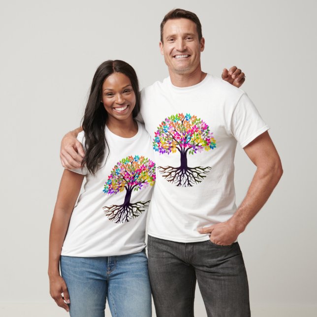 Regenbogenbaum Farbige Blätter T-Shirt (Unisex)