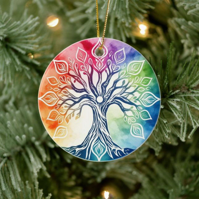 Regenbogenbaum Keramik Ornament (Baum)