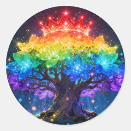 Regenbogenbaum-Licht-Rundaufkleber Runder Aufkleber