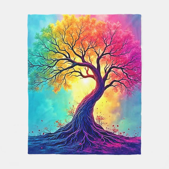 Regenbogenbaum: Wurzeln unendlicher Hoffnung Kunst Fleecedecke (Vorderseite)