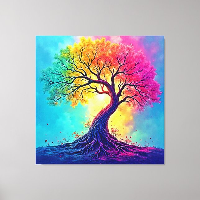 Regenbogenbaum: Wurzeln unendlicher Hoffnung Kunst Leinwanddruck (Vorderseite)