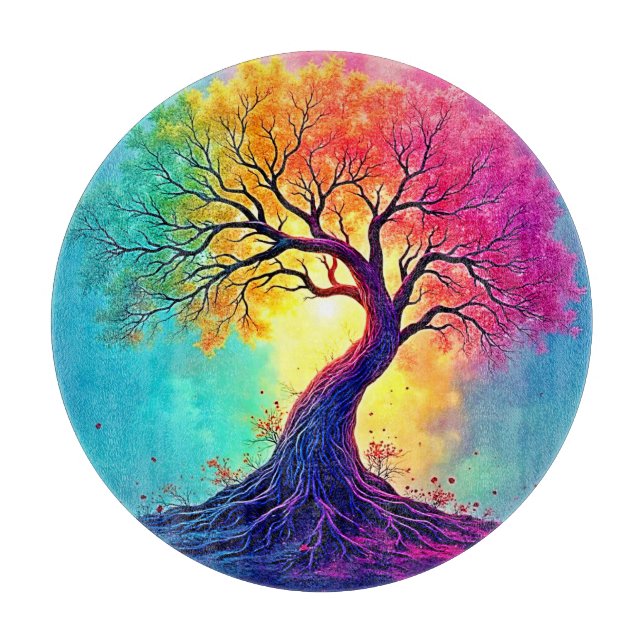 Regenbogenbaum: Wurzeln unendlicher Hoffnung Kunst Schneidebrett (Vorderseite)