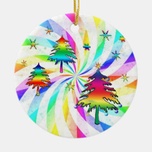 Regenbogenbäume und Wirbel Keramikornament