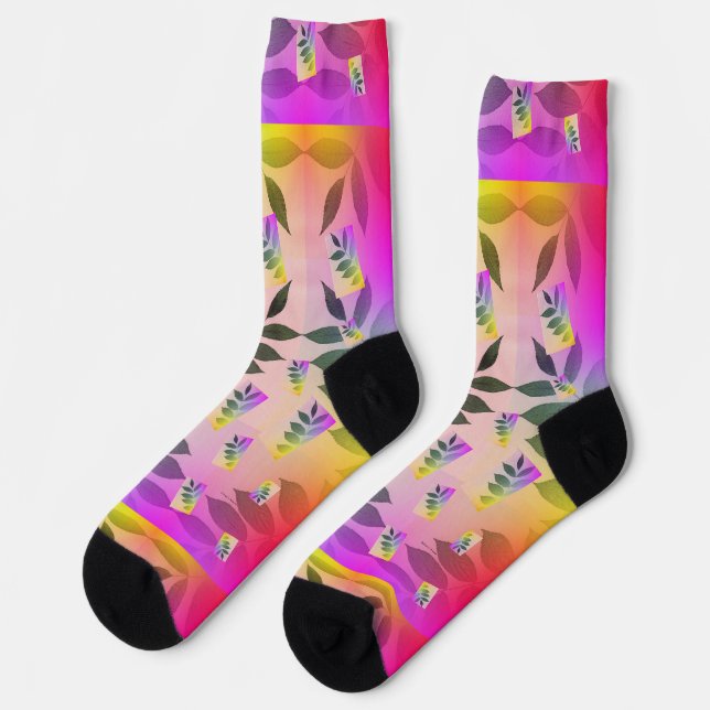 Regenbogenblätter Socken (Linkes Detail)