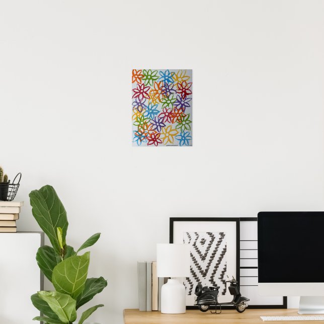 Regenbogenblumen - Druck Poster (Heimbüro)