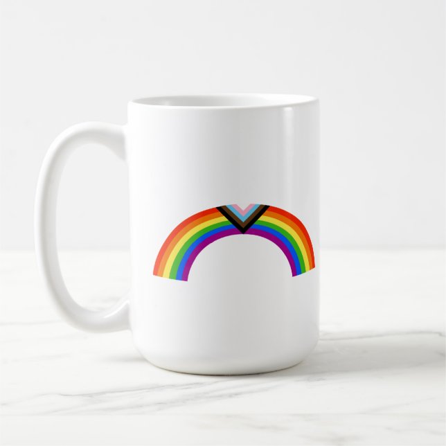 Regenbogenbogen des Progress Pride Kaffeetasse (Links)