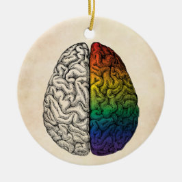 Regenbogenbrain, Vintages Gehirn Keramik Ornament