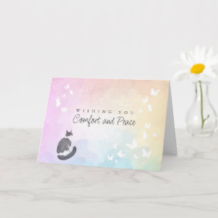 Regenbogenbrücke-Aquarell-Tuxedo-Katze-Verlust-Mit Karte