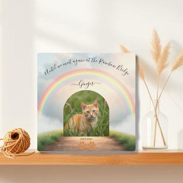Regenbogenbrücke - Benutzerdefiniertes Katzenmemor Fotoplatte (Rainbow Bridge-Custom Cat Memorial Plaque)