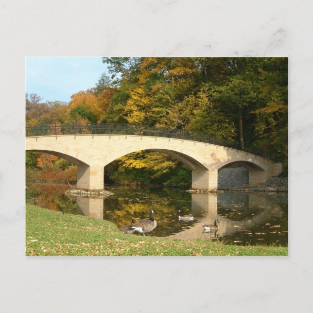 Regenbogenbrücke im Herbst an der Grove City Uni Postkarte (Vorderseite)