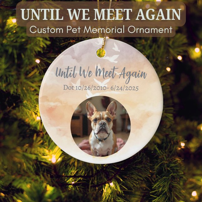 Regenbogenbrücke-Memorial-Schmuck mit Foto Keramik Ornament (Personalized Rainbow Bridge ornament with custom pet photo for memorial and sympathy gifts.)