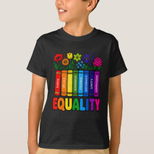 Regenbogenbücher und Blumenliebe Frieden Gleichber T-Shirt