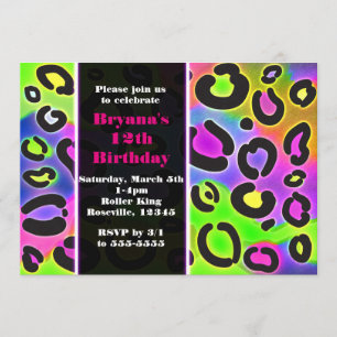 Regenbogencheetah-Leopard-Druck-Party Einladungen