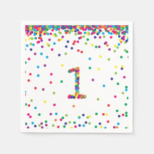 Regenbogenconfetti-1. Geburtstags-Servietten Serviette