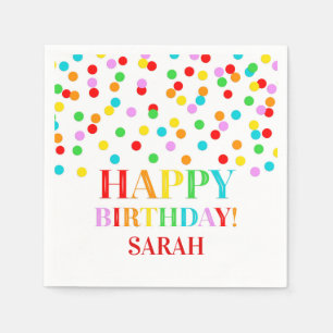 Regenbogenconfetti-Geburtstags-Party Serviette