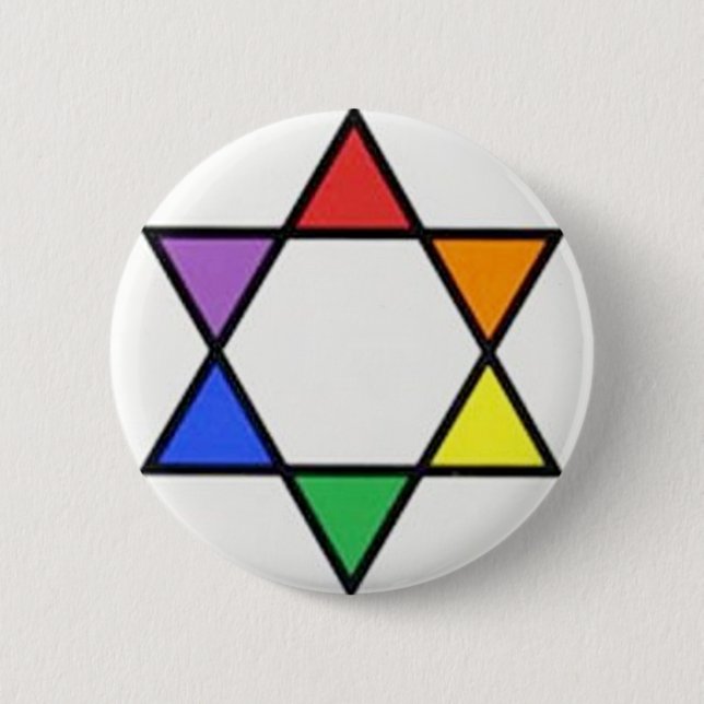 Regenbogendavidsstern Button (Vorderseite)