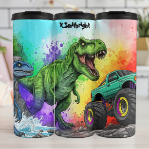 Regenbogendinosaurier Monstertruck-Action Thermosbecher
