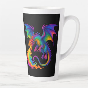 Regenbogendrache atmen farbenfrohe Flammenfantasy Milchtasse