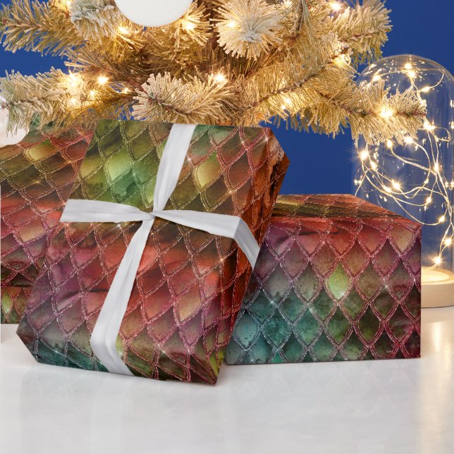 Regenbogendrachen-Schuppen Geschenkpapier (Feiertage)