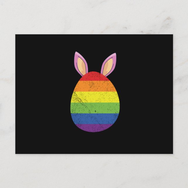 Regenbogeneier Niedliche Osterohren Gay Pride Flag Einladungspostkarte (Vorderseite)