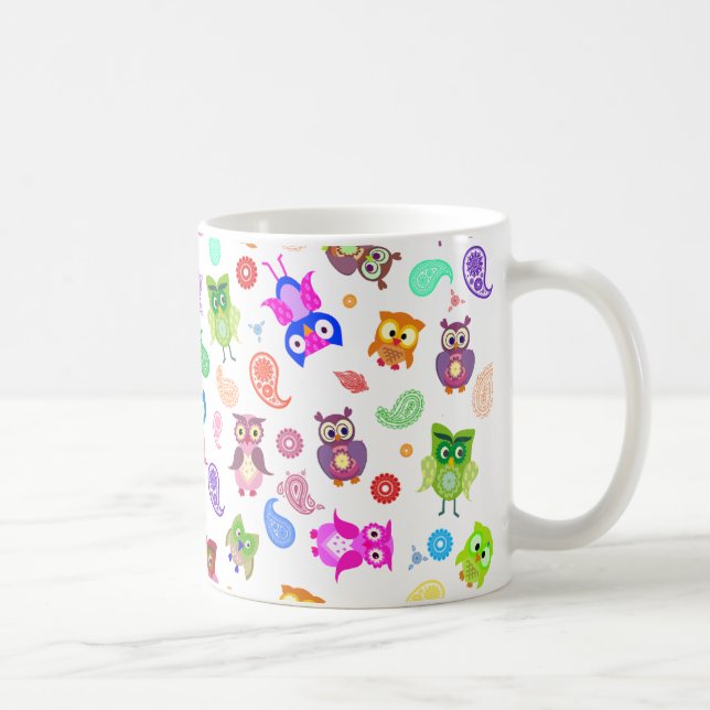 Regenbogeneulen - Licht Kaffeetasse (Rechts)