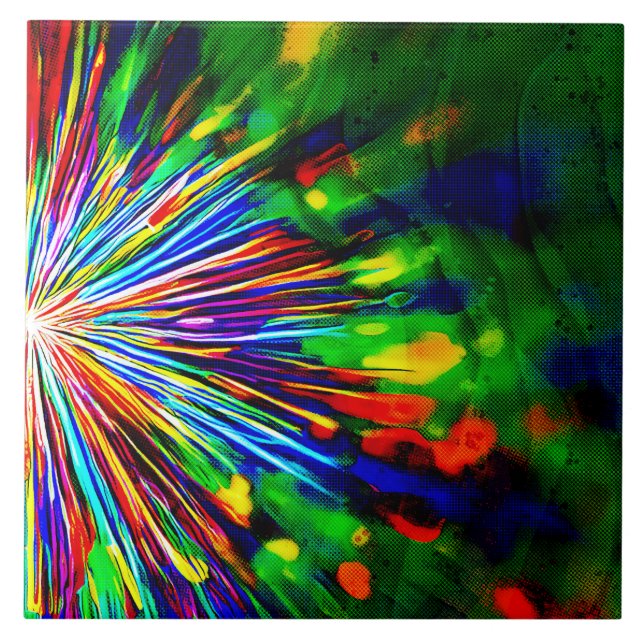 Regenbogenexplosion Fliese (Vorderseite)