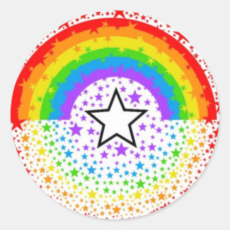 Regenbogenexplosive Sterne Runder Aufkleber