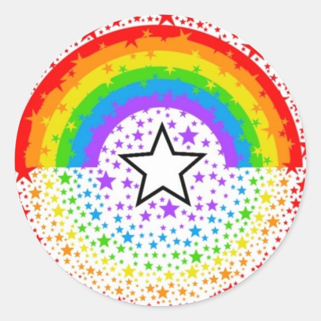 Regenbogenexplosive Sterne Runder Aufkleber (Vorderseite)