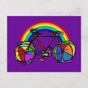 Regenbogenfahrrad coole Farben Postkarte