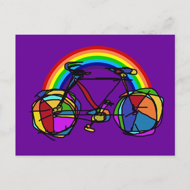 Regenbogenfahrrad coole Farben Postkarte (Vorderseite)