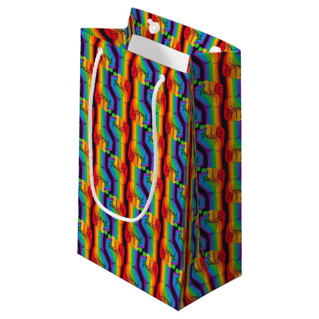 Regenbogenfalte Kleine Geschenktüte (Vorderseite Schrägansicht)