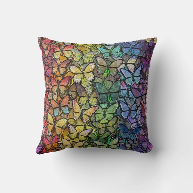 Regenbogenfantasy-Schmetterlinge Kissen (Rückseite)