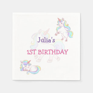 Regenbogenfarbe Kindermädchen Geburtstag Serviette