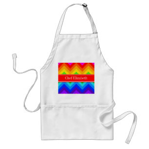 Regenbogenfarben #2 LG Chevron Helles Rot Name Mon Schürze