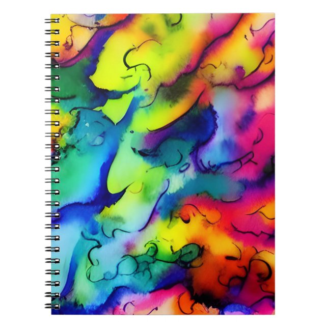 Regenbogenfarben abstrakte Aquarellmalerei Notizblock (Vorderseite)