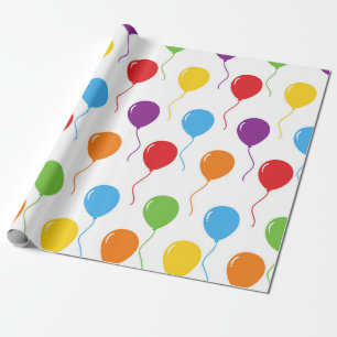Regenbogenfarben Fliegende Luftballons Geburtstags Geschenkpapier