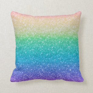 Regenbogenfarben Glitter Funkeln Mädchen Glamour B Kissen
