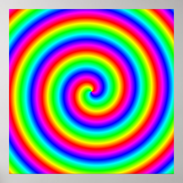 Regenbogenfarben. Helle und farbenfrohe Spirale. Poster (Vorne)