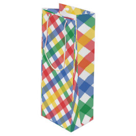 Regenbogenfarben-Karo-Gitternetz-Muster, Primärfar Geschenktüte Für Weinflaschen