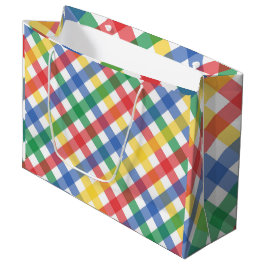 Regenbogenfarben-Karo-Gitternetz-Muster, Primärfar Große Geschenktüte