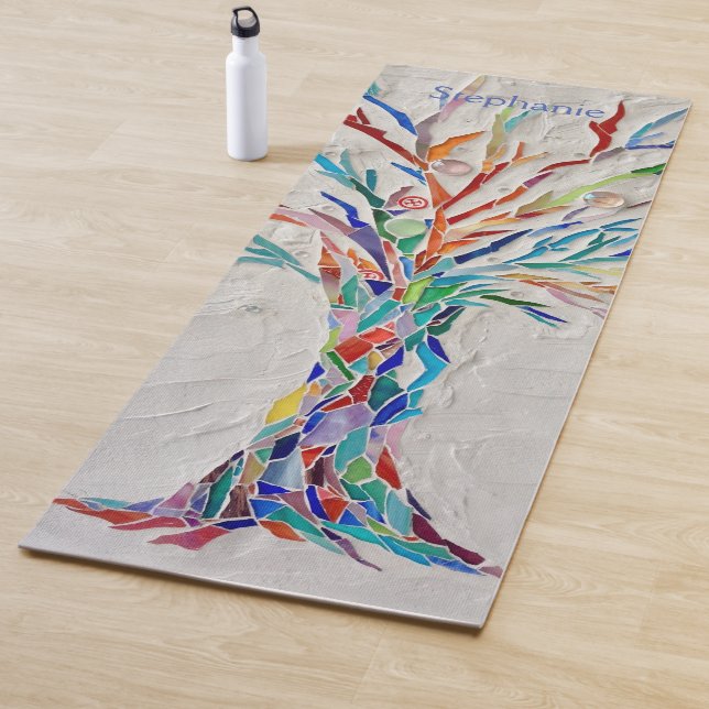 Regenbogenfarben Mosaik Baum des Lebens Yogamatte (Beispiel)