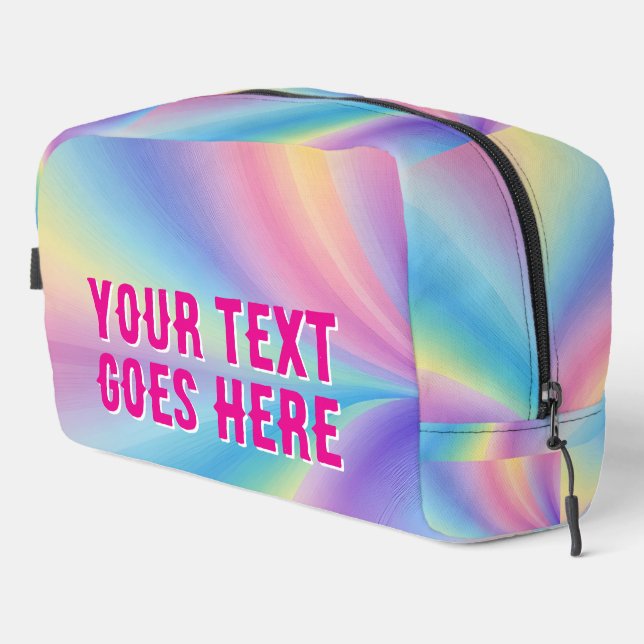 Regenbogenfarben Omerfarben Ihr Text hier gedruckt Waschbeutel (Rechte Ecke)