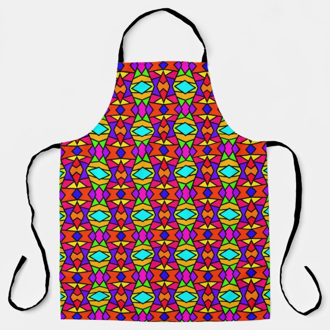 Regenbogenfarben Patchwork Geometrisches Wiederhol Schürze (Vorderseite)