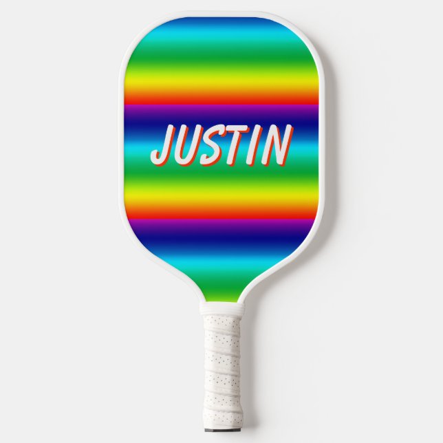 Regenbogenfarben Personalisierter STOLZ Pickleball Schläger (Vorderseite)