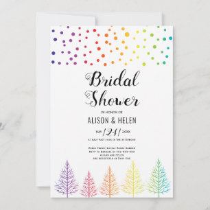 Regenbogenfarben, Punkte lesbisches Brautparty Einladung